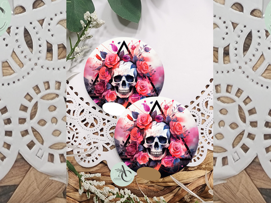 Pink Scull Car Coasters