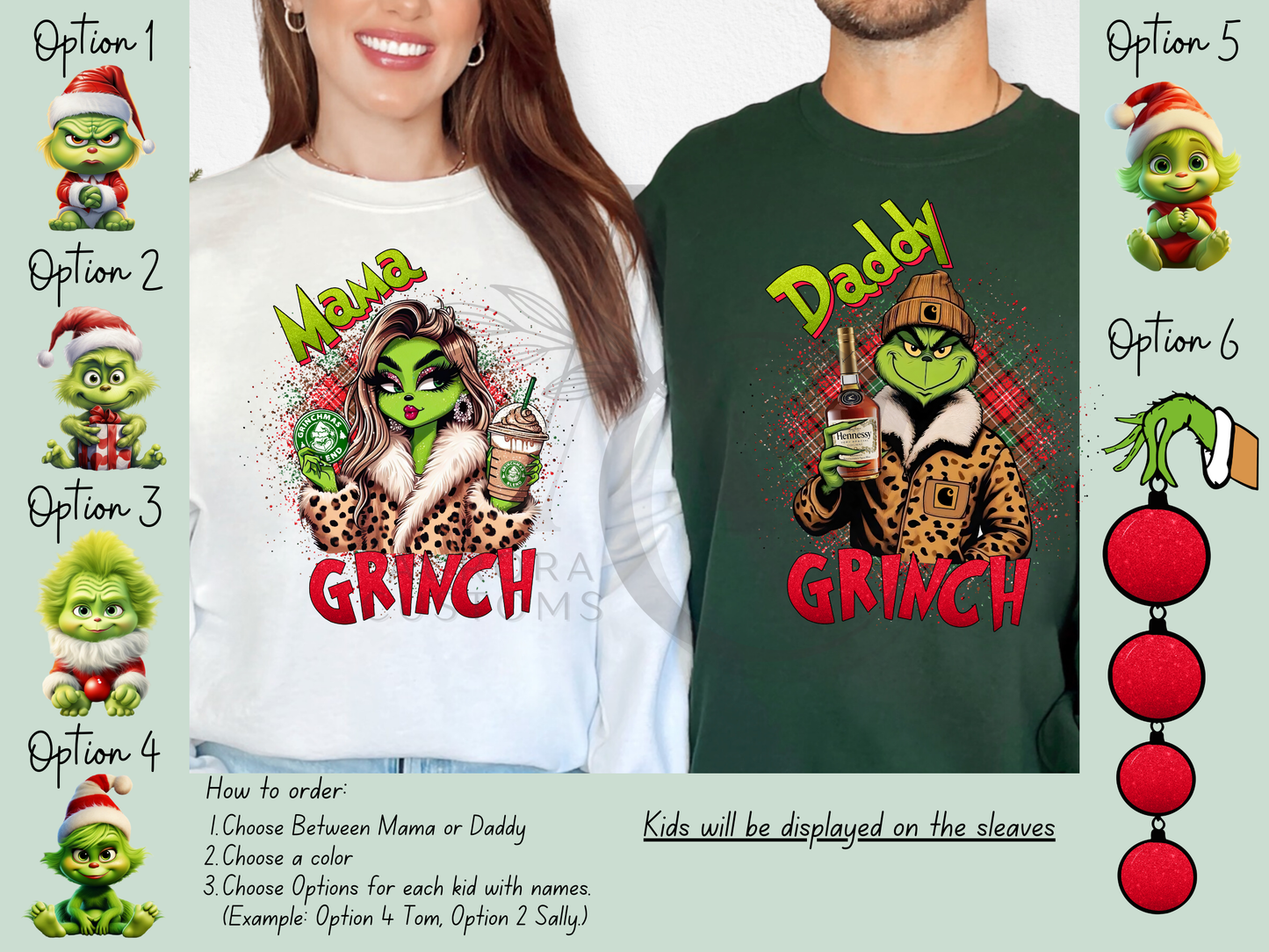 Mama/Daddy Grinch Crewneck Sweatshirts
