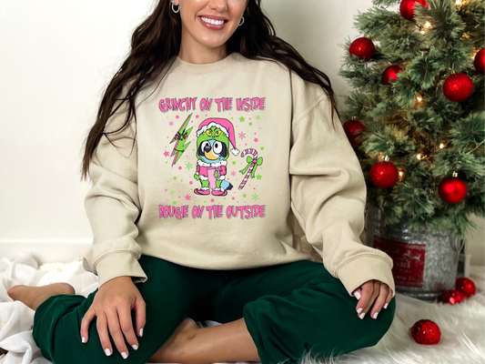 A Grinchy Bluey Crewneck Sweatshirt