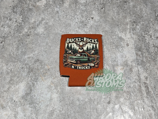 Ducks and Bucks (orange) Can Coozie